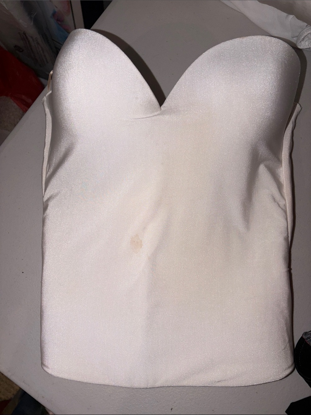 David's Bridal Ivory Strapless Bustier Top